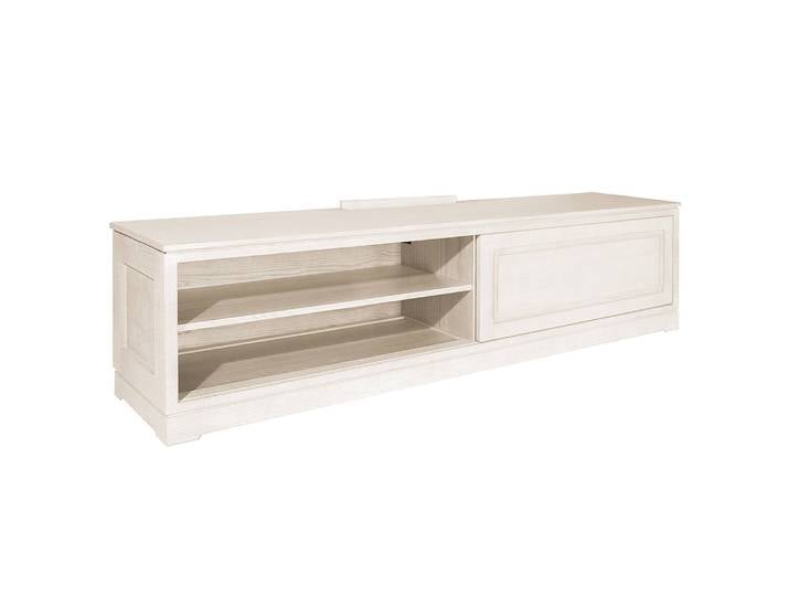 Meuble TV lisse Pin massif brossé Blanc/Pin blanc 206cm