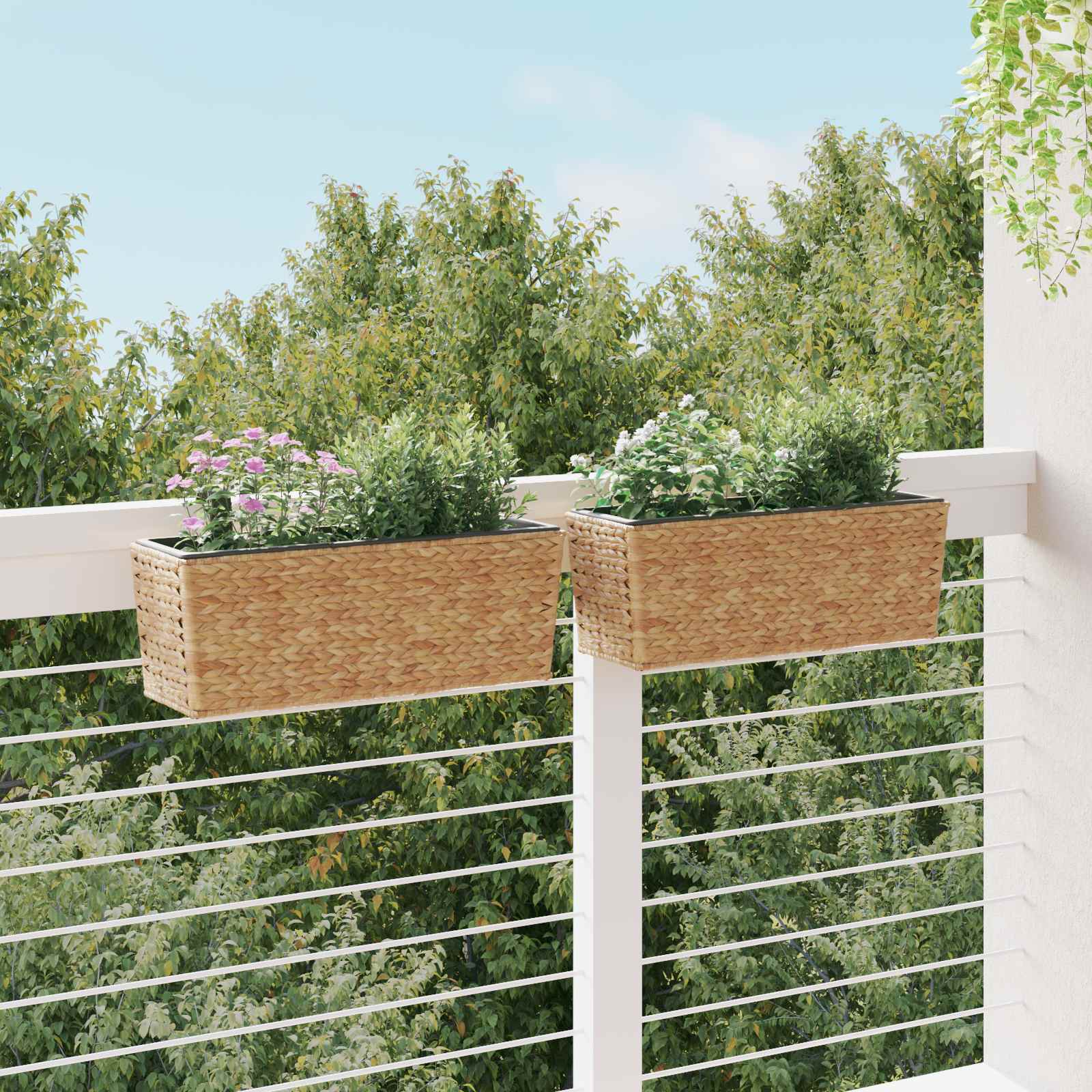vidaXL Conjunto de jardineras 2 unidades jacinto de agua Marrón