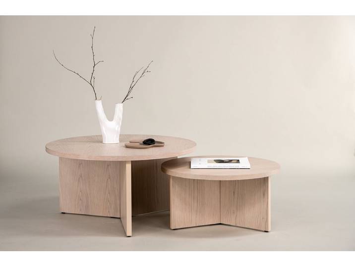 Couchtisch Allan Set - 2 Tische mit Holzoptik - Hell - Luxusbetten24