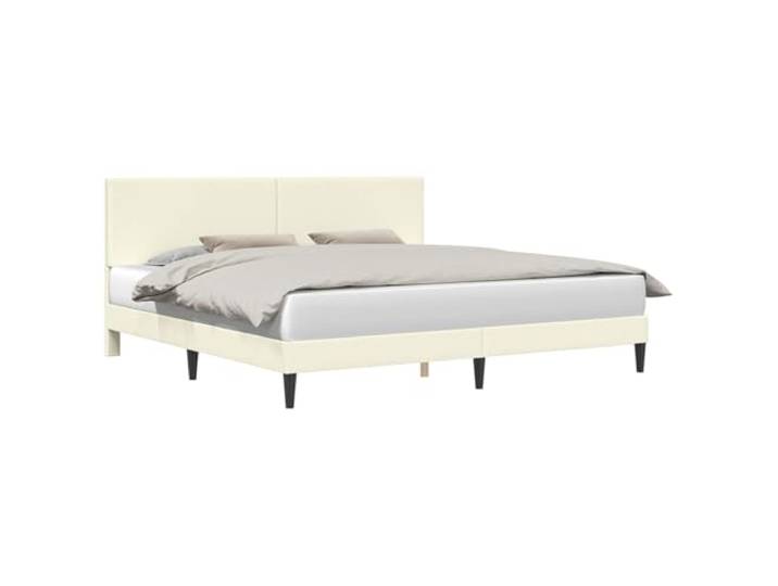 PUGYNBK Bettgestell Creme, 180 x 200 cm, Cordstoff Fester Lattenrost, robustes Sperrholz, konische Füße, einfache Reinigung