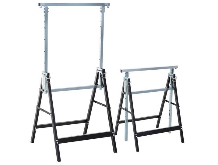 ComfortXL Arbeitsbock 2Er-Set De-09184 klappbar & höhenverstellbar, bis 200 kg Schwarz, Metall, 58x130x68 cm, Freizeit & Co, Heimwerken, Werkstatteinrichtung, Werkbänke