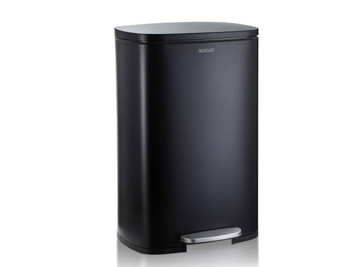 KARAT Mülleimer Schwarz 50 Liter - Abfalleimer aus Edelstahl - Mülltrennsystem für Küche - (Dustin)