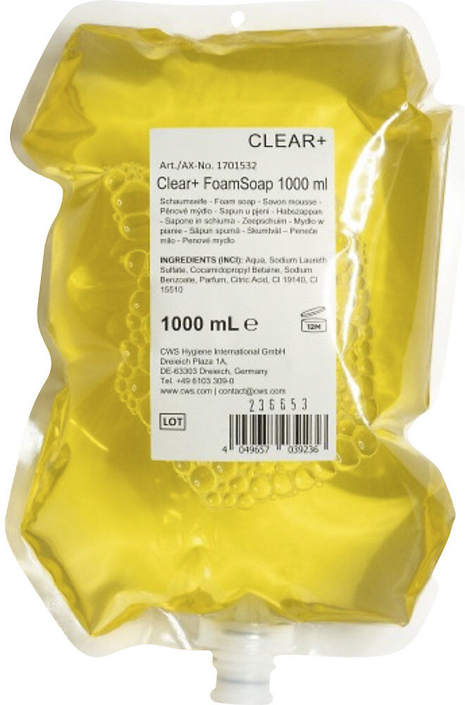 Schaumseife Clear+, pH-neutral, Inhalt 1 Liter, VE 4 Stk CWS