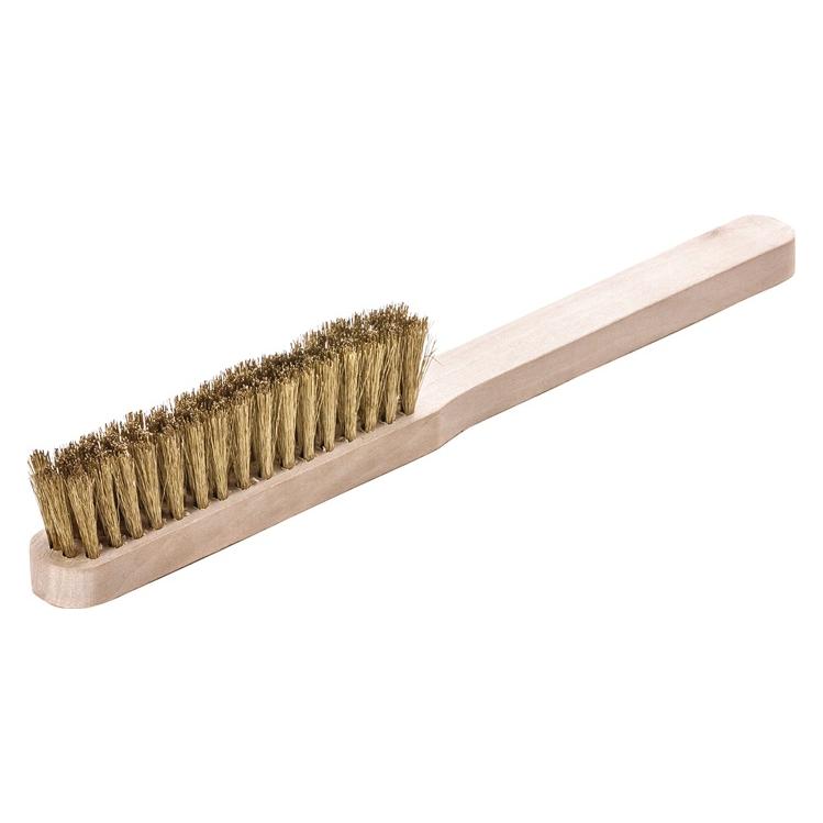 Lessmann Feinbürste 225x20mm Messing gewellt 0,15mm, 4 Reihen, Holz (1 Stk.) (126411)