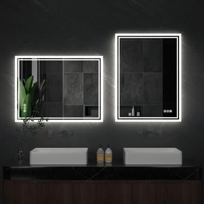 Discount Dollar Deals Illuminate LED Backlight Bathroom Mirror, Frameless Dimmable Defog Bath Shower Shaving Mirror (28x36 Inch)