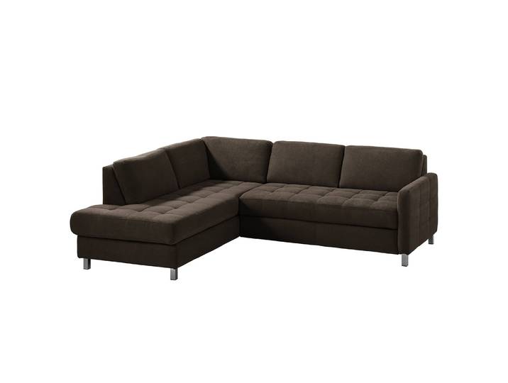 Ecksofa Tanete Webstoff Braun/Braun Webstoff 233 x 80 x 196cm Ottomane davorstehend links ohne Schlaffunktion Modern