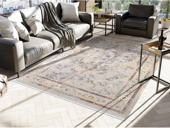 Teppich OCI DIE TEPPICHMARKE MYSTIC LIMITED , bunt (grau, multicolor), B:300cm H:7mm L:400cm, Polyacryl, Teppiche, Teppich, florale Muster in 3D-Optik, Bordüre, maschinell gewebt, Wohnzimmer