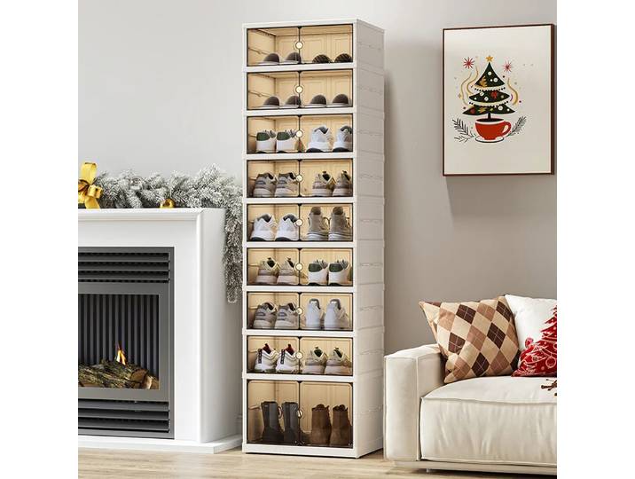 Armoire à chaussures anti-poussière pour la maison, aucune installation requise, boîte à chaussures pliante transparente pliable, boîte de rangement de chaussures de grande capacité