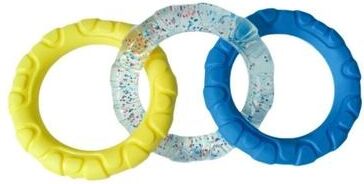 Uplifted Finds Hollow Rubber Chew Ball With Internal Bell blue Yellow Chewring