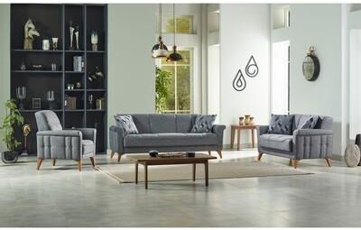 Furnia Royce Modern One Sofa And Two Chairs Living Room Set