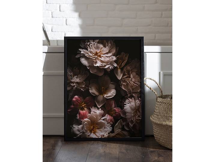 Tableau déco Baroque Flowers Cadre : hêtre massif verni Revêtement : verre acrylique Multicolore 43 x 53cm