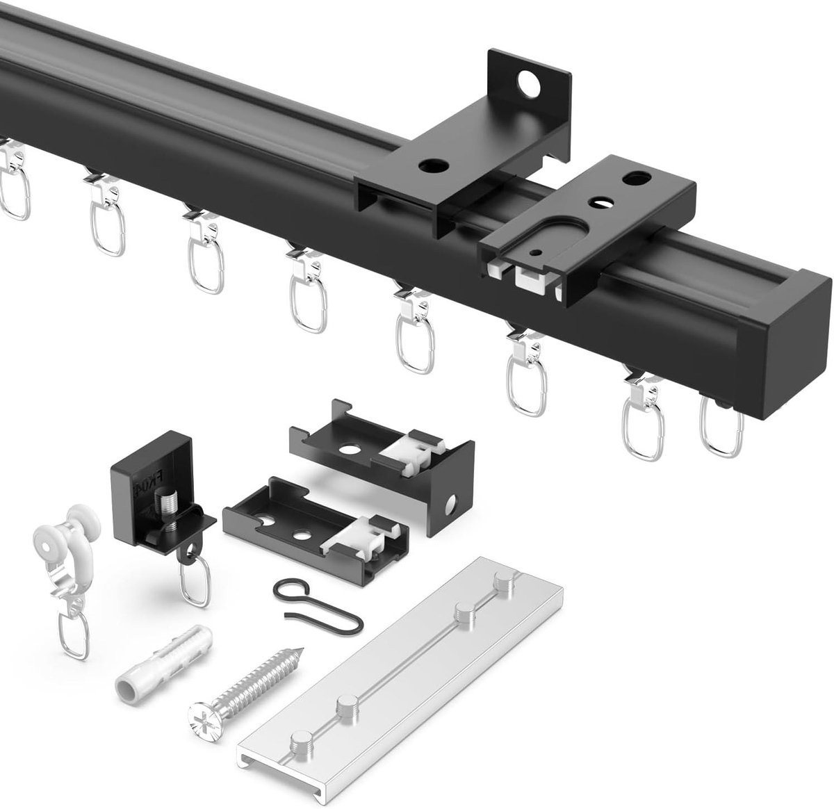 Allecto Plus Plafondgordijnrail Zwart 3,23 m