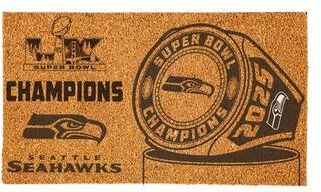 Evergreen 28 in. x 16 in. Seattle Seahawks Super Bowl 60 Coir Door Mat.
