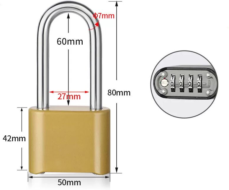INF Cadenas à combinaison à anse longue - Sécurisez vos biens