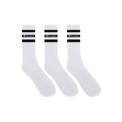 Tennissocken CHAMPION "Seasonal Crew Socks", Damen, Gr. 35-38, wht, wht, wht, Baumwollmischung, geringelt, unifarben, elastisch, Socken Tennissocken, 3er-Pack, über dem Knöchel endende Schaftlänge, mit Logoschriftzug