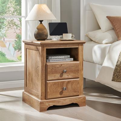 afulyperfllc Vintage Wood Nightstand with Charging Station, End Table, Side Table
