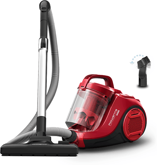 Aspirador sin bolsa - Rowenta RO2913EA, 900 W, 1.2 L, Tecnol. Ciclónica, Filtro de espuma y alta eficiencia, Radio acción 7.6 m, 77 dB, Rojo