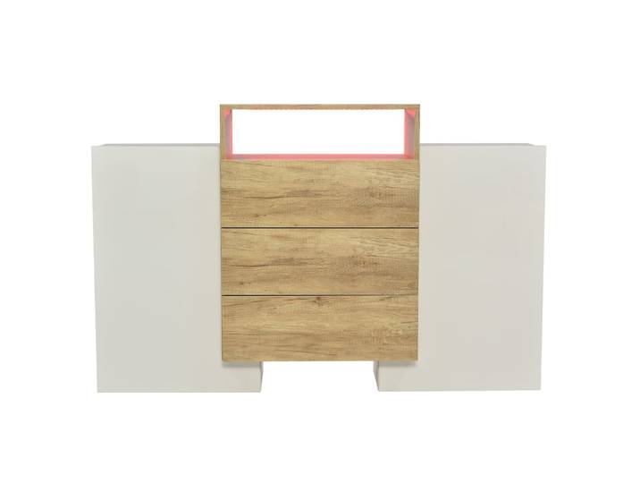 Buffet Design Contemporain avec LED 2 Portes, 3 Tiroirs