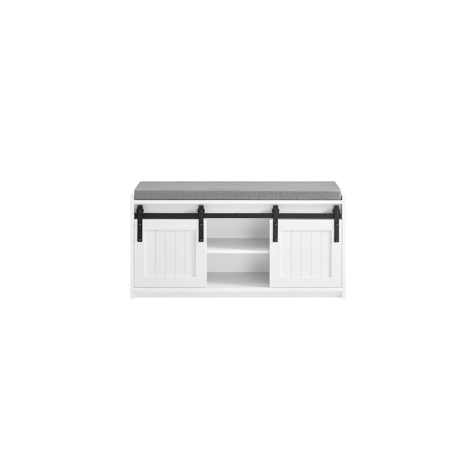 SoBuy Schuhbank mit 2 Türen Weiß 90x35x45cm Funktional
