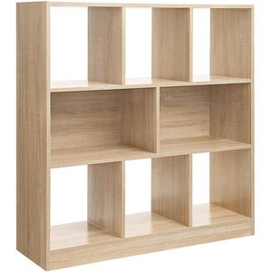 Vasagle Bücherregal LBC52NL, eiche, aus Holz, 8 Fächer, 97,5 x 100 x 30cm