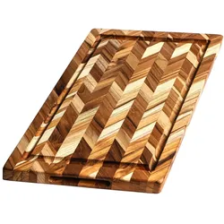 TeakHaus Teak Hackblock m. Saftrille, Schneidebrett, Braun