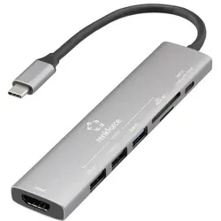 Renkforce USB-C Dockingstation RF-DKS-907 Passend für Marke Dockingstations Universal (RF-6797970) (USB-C, 7 Ports), Dockingstation + USB Hub, Grau