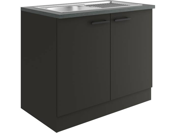 Spülenschrank OPTIFIT Palma , schwarz (anthrazit, anthrazit, anthrazit), B:100cm H:84,8cm T:60cm, Holzwerkstoff, Schränke, Spülenschrank, Breite 100 cm, inklusive Einbauspüle