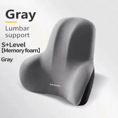 Inspire Picks Memory Foam Lumbar Back Cushion For Car, Office & Gaming Chairs gray 43x10x34cm