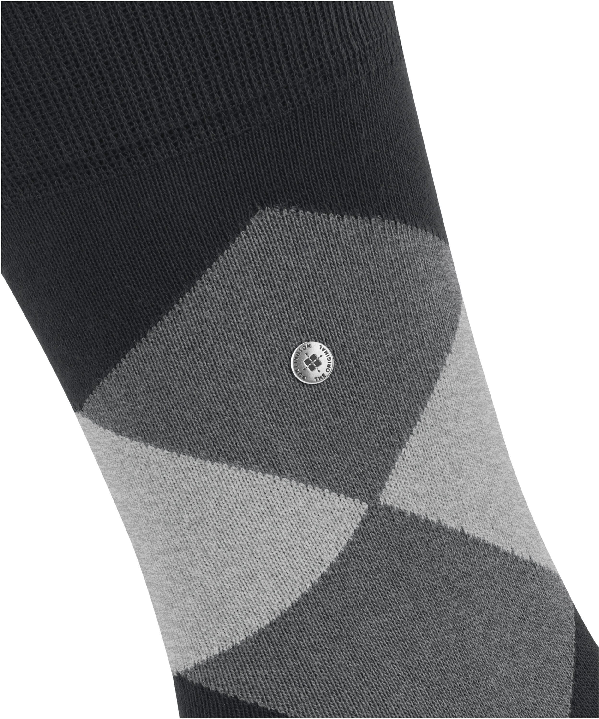 Socken BURLINGTON "Clyde", Herren, Gr. 40, Sockengröße, schwarz, Baumwollmischung, Argyle-Muster, Socken Socken, Einheitsgröße 40-46, modernes Argyle-Muster, Burlington-Clip