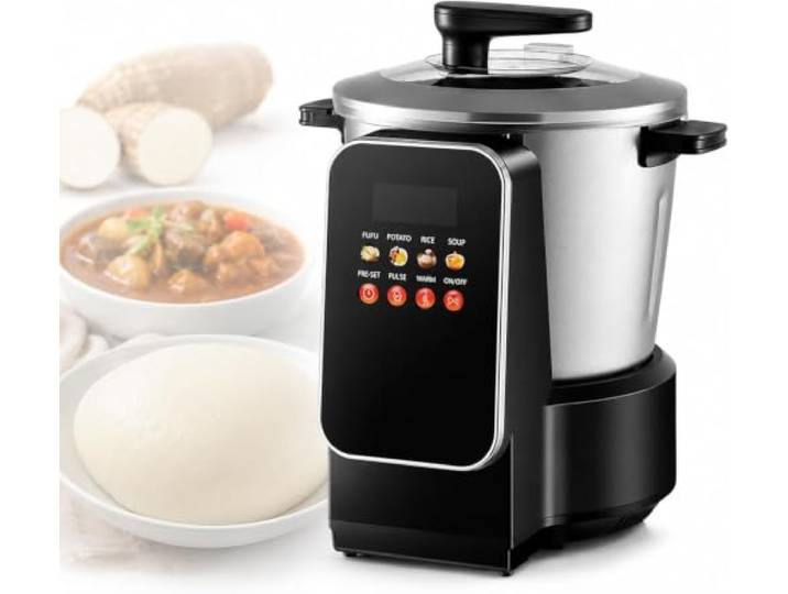 6L Automatischer Fufu Maker,Yam Stampfer Food Processor mit LED-Touchscreen 900W Elektrische Yam Pounded Maschine, Timer, Für Fufu, Amala, Banku, Semolina, Kartoffelpüree, Serviert 5-6 Personen