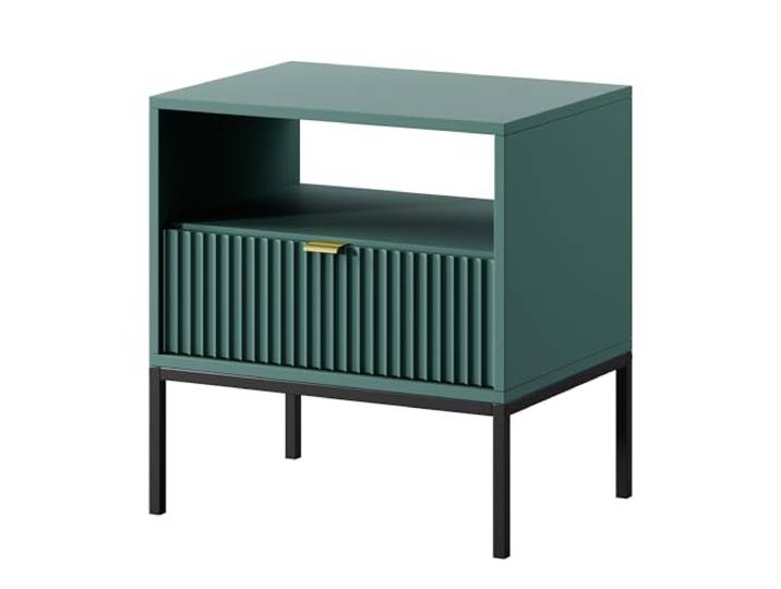 Komodee Nachttisch NANAIMO H2 R1 Grün 54x56x39 cm Nachttisch NANAIMO - Grün - Goldene Griffe - Mit Schublade - Breite 54 cm, Höhe 56 cm, Tiefe 39 cm