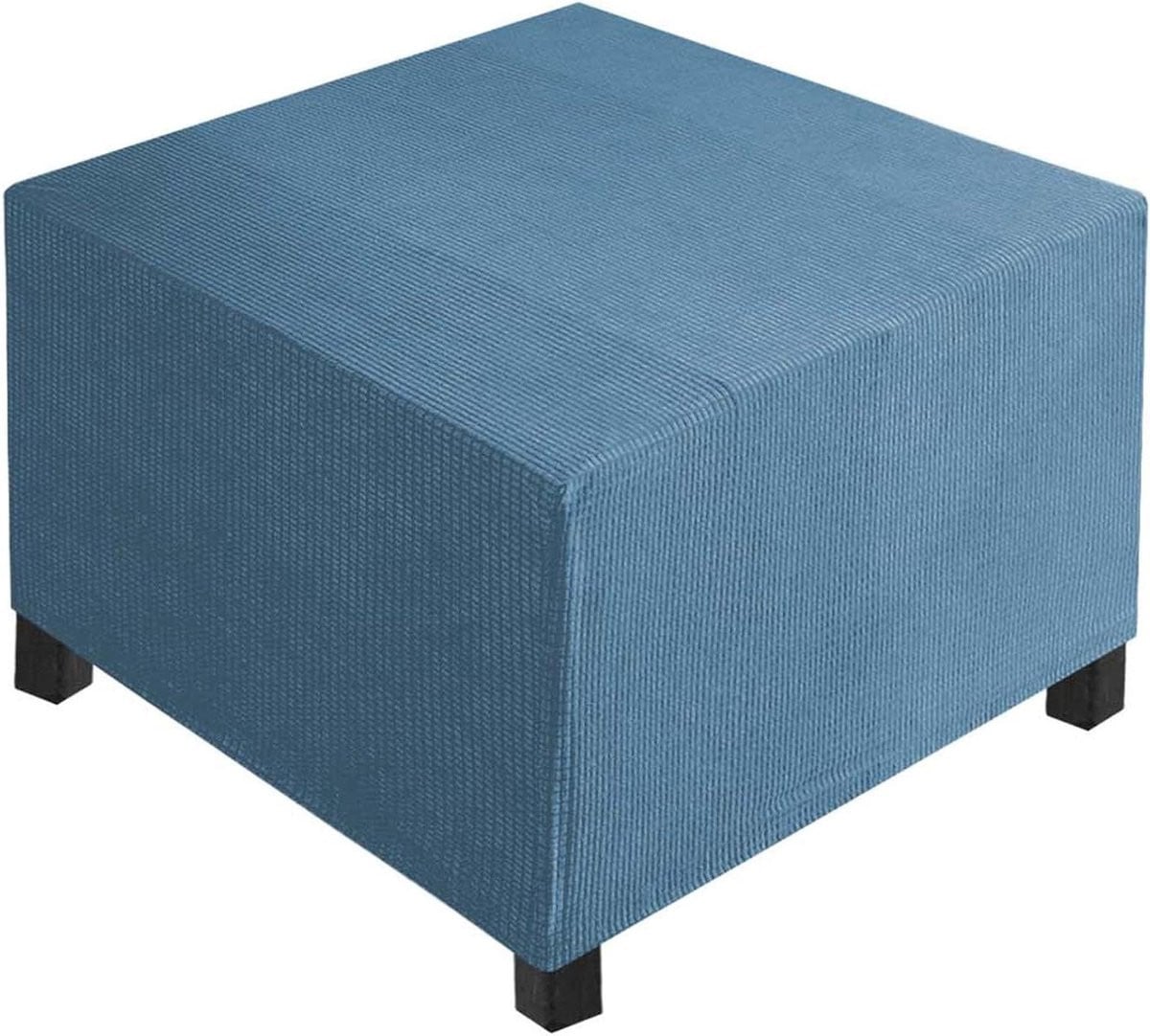 Voetenbank Overtrek Poefhoes Stretchy Gedekt Blauw B/D/H: 55 x 55 x 40 cm