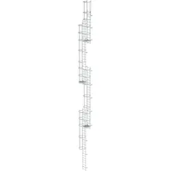 Günzburger Steigtechnik mehrzügige Steigleiter mit Rückenschutz (Notleiter) Aluminium blank 19,96m - 510270