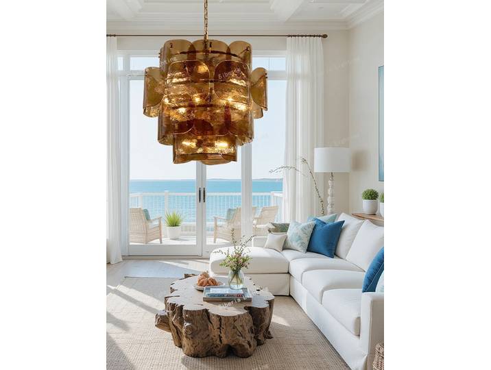 Lampe suspendue en verre brun pour salon, luminaire suspendu LED pour la décoration de la maison, luminaires design, lustre de style cottage, lustre de luxe