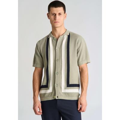Strickjacke LINDBERGH, Herren, Gr. XXL, dusty olive, Strick, Obermaterial: 100% Baumwolle, gemustert, normal hüftbedeckend, Rundhals, Bündchen, Strickjacken Strickjacke, Kurzarm-Strickjacke mit grafischem Muster