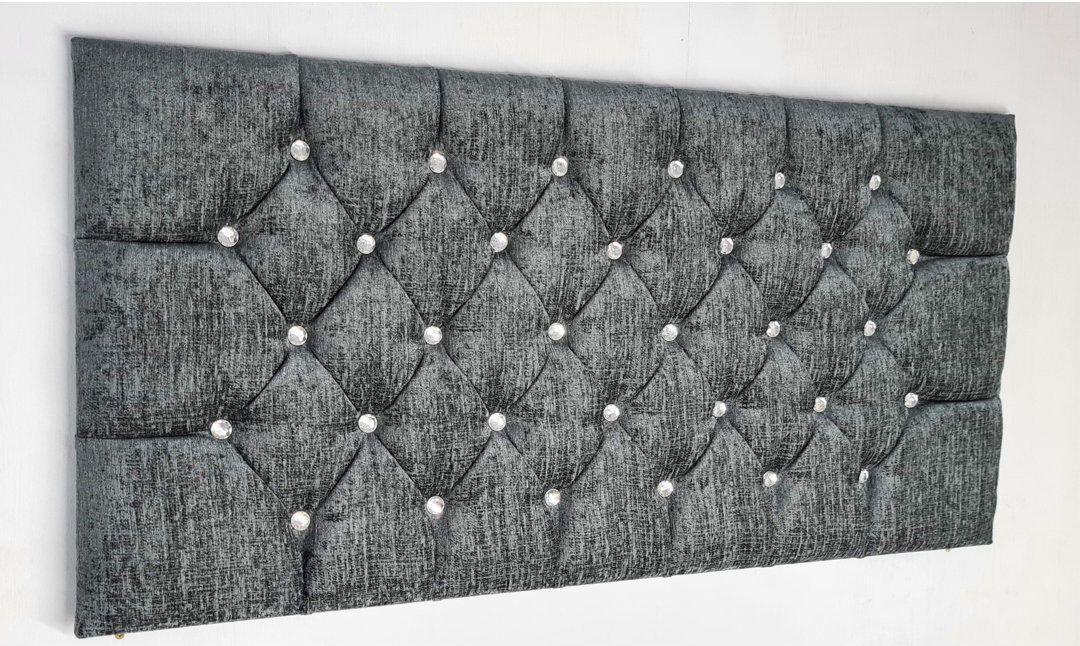 Rosalind Wheeler Ryele Upholstered Chenille Panel Headboard Grey Kingsize (5')