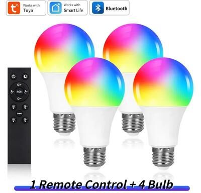 Uplifted Goods Smart LED Light Bulb 4 Bulbs 1 Remote