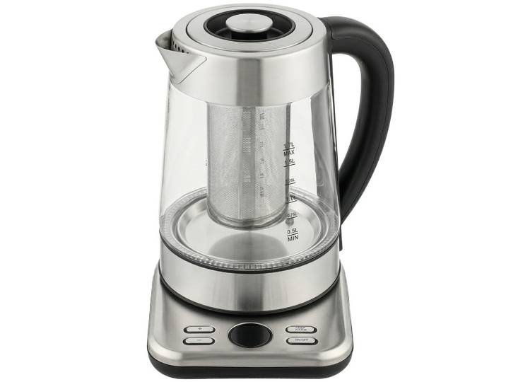 Homcom Wasserkocher Glas Edelstahl Silber, Silberfarben, 21.4x26.3x21.7 cm, Kochgeschirr, Küchengeräte, Wasserkocher