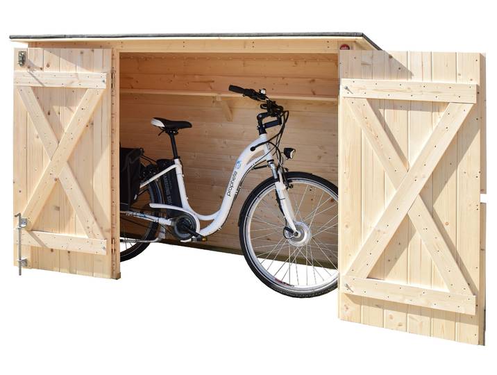 Fahrradbox WEKA, beige (natur), B:205cm H:151cm T:84cm, Massivholz, Aufbewahrungsboxen, Fahrradbox, Mülltonnenbox, BxTxH: 205x84x151 cm