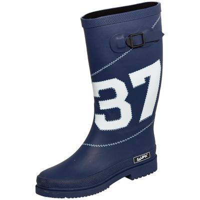 Gummistiefel BOCKSTIEGEL "Simone", Damen, Gr. 37, blau (dunkelblau, weiß), Obermaterial: 100% Naturkautschuk NaRubber., Schuhe Gummistiefel