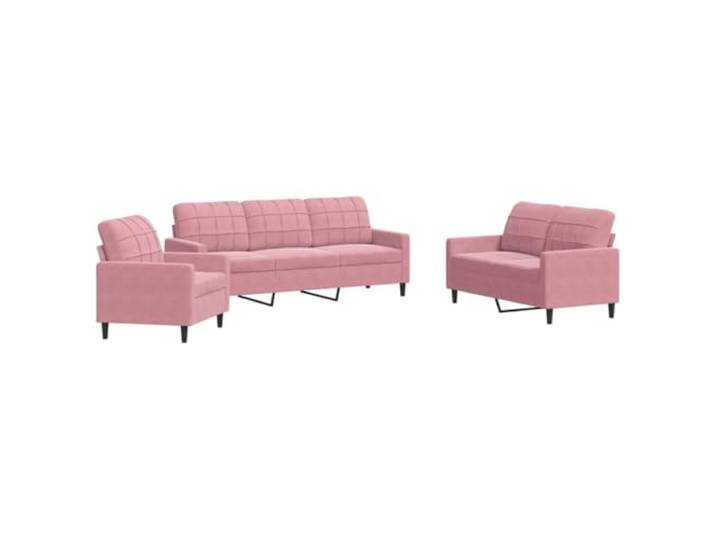 GHVBNMF 3-tlg. Sofagarnitur mit Kissen Rosa Samt Polstermöbel Set Elegantes Polstersofa Set aus rosa Samtstoff mit stabilem Metallgestell für Wohnzimmer, Lounge und Empfangsbereich.