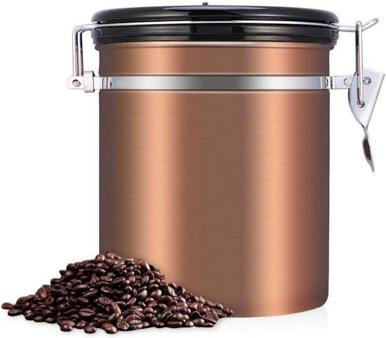 Luchtdichte en lekvrije koffiecontainer van roestvrij staal, goudkleurig of wit