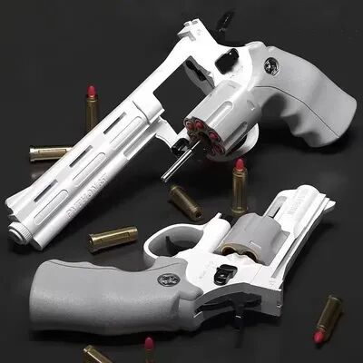 Top Demand Picks ZP5 357 Revolver Launcher, Continuous Firing Soft Dart Toy Gun, For CS Outdoor Battle Games, Kids And Adult Play 357 grey 28cm