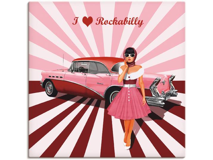 Wandbild ARTLAND Ich liebe Rockabilly , pink (farbe bild(er): pink), B:40cm H:40cm, Bilder, Wandbild, als Leinwandbild, Poster in verschied. Grössen