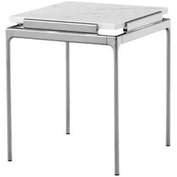 &Tradition Sett LN11 Beistelltisch, chrom dunkel / bianco carrara