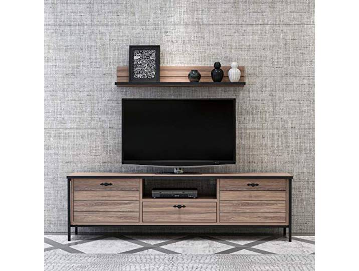 Homemania TV-Schrank, Melamin, Metall, Schwarz, Holz
