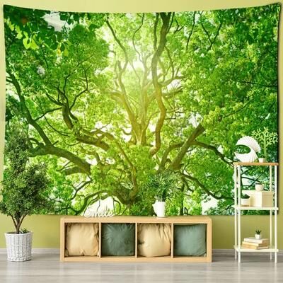 Uplift Essentials Towering Forest Forest Tapestry Misty Nature Scenery Wall Hanging Bohemian Witchcraft Style Home Decor style 14 91 X 71 In