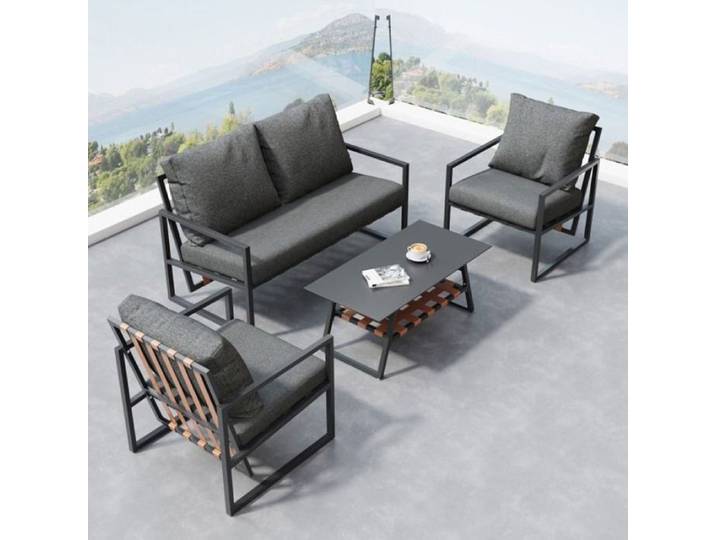 Ensemble de jardin extérieur familial – Grand salon de jardin 8 places avec table allongeable – Résistant UV et SALON BAS DE JARDIN