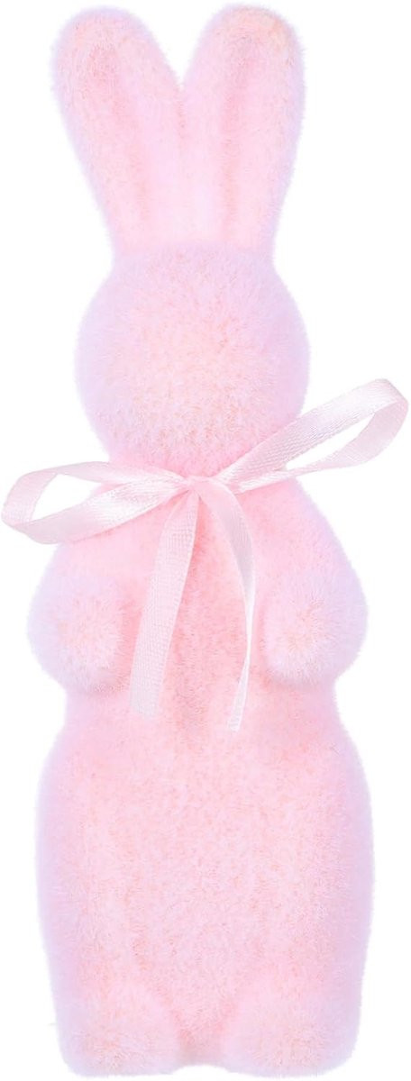 Paashaas figuur Roze - Levensecht Konijn ornament voor tuin decoratie - Hoogte: 20 cm