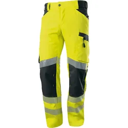 Warnschutz Stretch Bundhose "2040-844" - 48 - kurz - warngelb/anthrazit